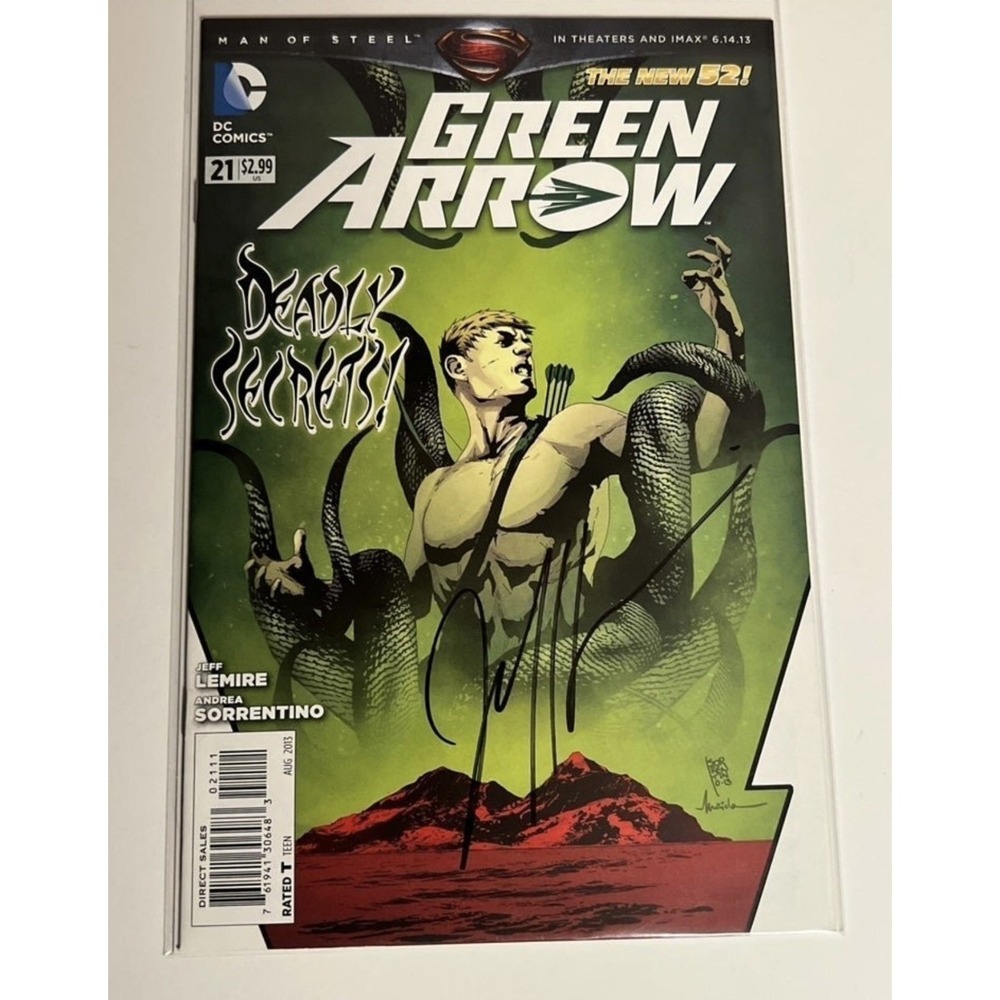 Green Arrow‎ The New 52 #21 Signed By Jeff Lemire With COA DC Comics